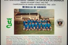 Equipo de rugby. Medalla de Bronce en los Campeonatos de España Universitarios en León, 1983